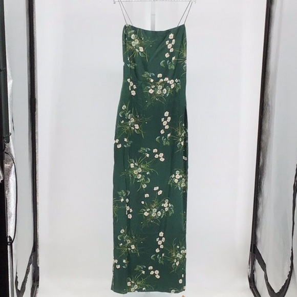 Reformation Frankie Silk Dress in Green - Picture 5 of 8
